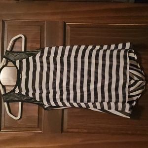 Studio Y women's small tank, black/white sheer